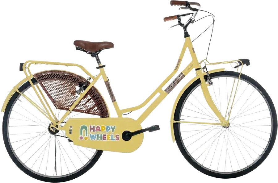 Golden Fries, a pale yellow city bike